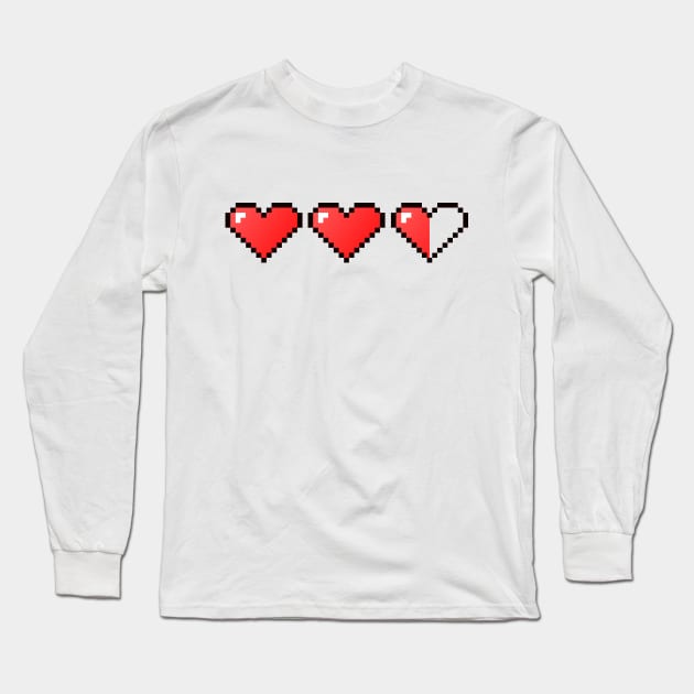 Pixelated 8-Bit Heart (v2) Long Sleeve T-Shirt by Lumos19Studio